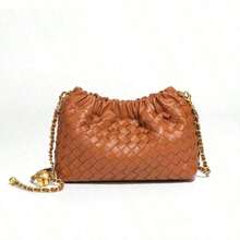 Fashion High Sense Rhombus Cloud Bag, Hand-Woven Golden Ball Small Fragrant Women's Bag, Chain Shoulder Crossbody Travel Versatile Women's Bag. - 棕色 - 查看 11