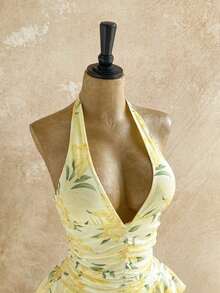 Vestido mini para mujer con estampado floral romántico para el Día de San Valentín, ideal para vacaciones, tarde de té o playa - Multicolor - Ver 6