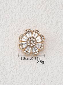 3 piezas Botones metálicos con flores y rhinestones, en tono plateado/dorado, botones decorativos de cristal para abrigos, blazers, vestidos de boda, accesorios de costura - Multicolor - Ver 10