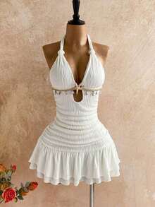 Women Midi Dresses - White - View 3