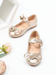 Children/Kids Gold PU 3D Comfortable Slip-On Anti-Slip Wear-Resistant Round Toe Fashion Flat Shoes For Girls - Gold - View 3