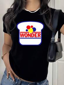 Sliced Bread With Colorful Bubbles Symbolizing Joy, Optimism, Creativity, And Vital Energy, Recalling Everyday Simplicity And The Pleasure Of Small Moments. A Modern And Comfortable Casual Women's T-Shirt For Daily Wear. - 黑色 - 查看 1
