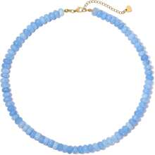 Aquamarine Beaded Necklace Women, Boho Blue Gemstone Choker Summer Beach Outfits, Handmade Natural Stone Beaded Layering, Jewelry Mother's Day - Sea Blue - View 1