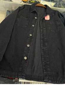 Denim Jacket, Oversized Shirt, Thick Denim, Women's, No Lycra - 深灰色 - 查看 5