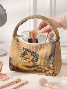 Large Capacity Foldable Travel Toiletry Bag & Makeup Organizer – Students​ | Portable Cosmetic Case + Commuter Handbag | Unique Mermaid Print Design For Skincare & Cosmetics - Multicolor - View 8