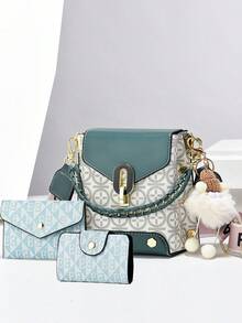 Mini Phone Bag Set - Fashionable Printed Shoulder Crossbody Bag - Pink - View 9