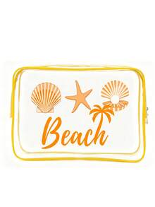 Pvc Transparent Makeup Bag With Colorful Seashells, Starfish, Pearl Patterns, Travel Wash Bag, Ocean Themed Large Capacity Transparent Makeup Bag, Waterproof And Easy To Clean Makeup Bag, Lightweight Sunscreen Storage Bag Suitable For Swimming, Beach Diving, Summer Vacation, Students Returning To School, Beautiful Birthday Gift, Holiday Gift, Party Gift, Mother's Day Gift, Travel Gift, Wedding Gift, School Gift, Teacher's Day Gift - Multicolor - View 11