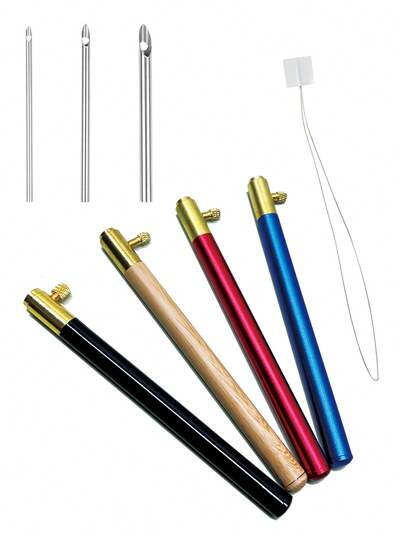 3 puntas de aguja intercambiables, adecuadas para diferentes grosores de materiales, cada set incluye un enhebrador para solucionar dificultades de enhebrado, se pueden usar para hacer colgantes de pared, llaveros y decoraciones/regalos navideños para el Eid y el Día de la Madre