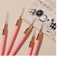 5pcs Nail Art Liner Brush Set, Fine Line Striping Nail Brushes, UV Gel Painting Pens, Nail Design Brushes For Detailed Lines, Complex Patterns And Exquisite Nail Art, Suitable For Beginners, Nail Salons, DIY Home Use, Ideal For French Manicure - Baby Pink - View 8