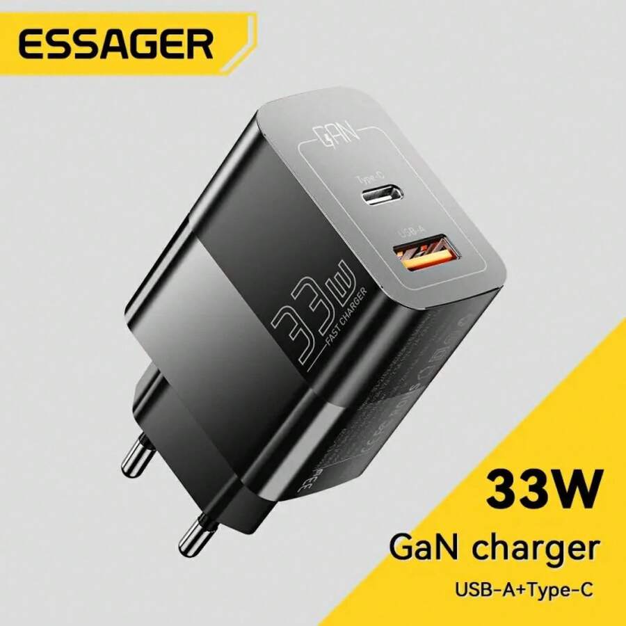 Cargador de coche de 33W con tecnología GaN para carga rápida de teléfonos móviles, ideal para el Día de los Caídos y el inicio del verano - Blanco de la UE - Ver 1