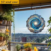 1个3D星系旋转风向标 - 360°旋转星空墙饰,带挂钩,10英寸圆形铁艺室内/室外装饰,适用于婚礼、圣诞节、派对和花园 - 迷人的星系和星云设计 - A - 查看 5