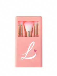 1 Set Portable Makeup Brush Set With Mirror, Heart-Shaped Letter A-Z Print, Boxed Makeup Brush Set, Multi-Functional Foundation Brush And Eyeshadow Brush, High-Quality Bristles, Beginner Makeup Tools, Cosmetic Storage Rack, Suitable For Travel, Daily Use, Home Use, Perfect Gift For Girls, Teens, Makeup Enthusiasts, And Essential For Mother's Day, Father's Day, Graduation, National Day - Multicolor - View 12