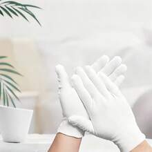 1 par de guantes blancos, guantes de trabajo de tela fina para joyería, al por mayor para jardinería y protección laboral - Blanco - Ver 3