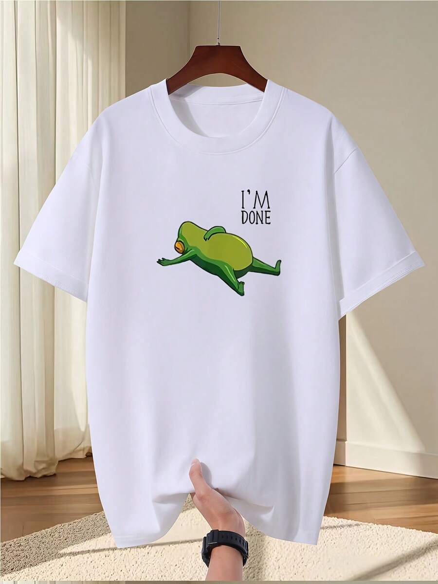 Camiseta de Verano para Hombre, Nueva Moda, Diseño con Estampado de Letras, Casual, de Manga Corta, Fresca, Elegante, Versátil y Cómoda - Blanco - Ver 1