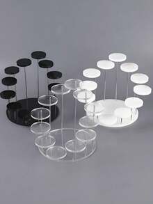1 chiếc giá trưng bày tròn 4/7/12 tầng bằng acrylic trong suốt, kiểu dáng bậc thang, dùng để trưng bày hình nhân trong hộp bí ẩn, bánh ngọt. - màu đen - Xem 3