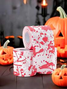 1 Rolle Halloween Blutig Muster Toilettenpapier, Mehrlagig Durchgehende Rolle, Blutig Thematisches Artikel, Entsetzliche Halloween Dekoration, Gruselige Halloween Party Deko, Halloween Süßigkeiten oder Trick Deko, Erzeugt Beängstigende Atmosphäre, Escape Room Deko, Heimdekoration, Badezimmer Deko - Verschiedenfarbig - Übersicht 10