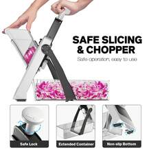 FollowBreak 2026 New Multifunctional Vegetable Slicer - Manual, Adjustable Thickness, Straight Blade Carrot Potato Cutter, Suitable For Home Cooking And Restaurants, Onion Chopper, Garlic Container Chopper - Multicolor - View 3