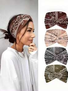 1pc Women's Bohemian Floral Print Criss-Cross Headband, Elastic & Comfortable, Suitable For Casual, Sportswear, Practical & Fashionable Hair Accessory For Women, Applicable For Beach, Bride And Other Occasions - Headband - View 9