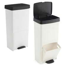 SP Berner Bộ 2 thùng rác/thùng  dạng đứng, dung tích 70L, có 2 ngăn, cao 76cm, dễ sử dụng, màu đen trắng. Được làm hoàn toàn từ 100% nhựa . Rất dễ lau chùi bằng khăn ẩm có xà phòng. Thùng rác này có thiết kế dạng đứng thông minh giúp tối đa hóa dung tích trong không gian nhỏ gọn. - Đen và Trắng - Xem 1