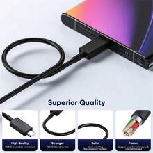 1条USB-C转USB-C数据线，USBC Type-C快充线，兼容三星S23/S23+/S22/S21/S20/Ultra/Plus、Note 20/10/Z Fold/Flip/S10、Galaxy Tab S7/S8等机型，支持三星S23、S22、S21、S20系列高速快充 - 黑色 - 查看 11