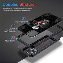 Las fundas para teléfono con diseño de gallo vaquero esqueleto son compatibles con , Apple, VIVO, OPPO, , Transsion, ,  y Honor. Fabricadas en silicona TPU, ofrecen protección contra golpes y caídas. - Negro - Ver 5