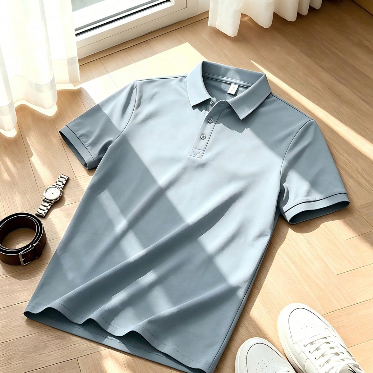 Camisa polo de verano para hombre, tela ligera, ajuste slim, manga corta, unicolor, cuello, adecuada para uso diario, ir al trabajo, oficina, ejercici