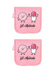 1 pièce Boîte à pilules portable, sac de rangement mignon avec motif de pilules et seringues de dessin animé, organisateur de médicaments compact et trousse de premiers soins, ensemble médical portable, convient pour le stockage de médicaments au quotidien/en extérieur/en voyage/en dortoir - Multicolore - Voir 20