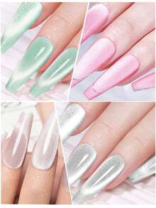 VOKY Juego de 7 piezas de gel de uñas premium con efecto ojo de gato, incluye herramientas magnéticas y partículas de purpurina magnética de moda, sin formaldehído, adecuado para salones de uñas y principiantes - Multicolor - Ver 3
