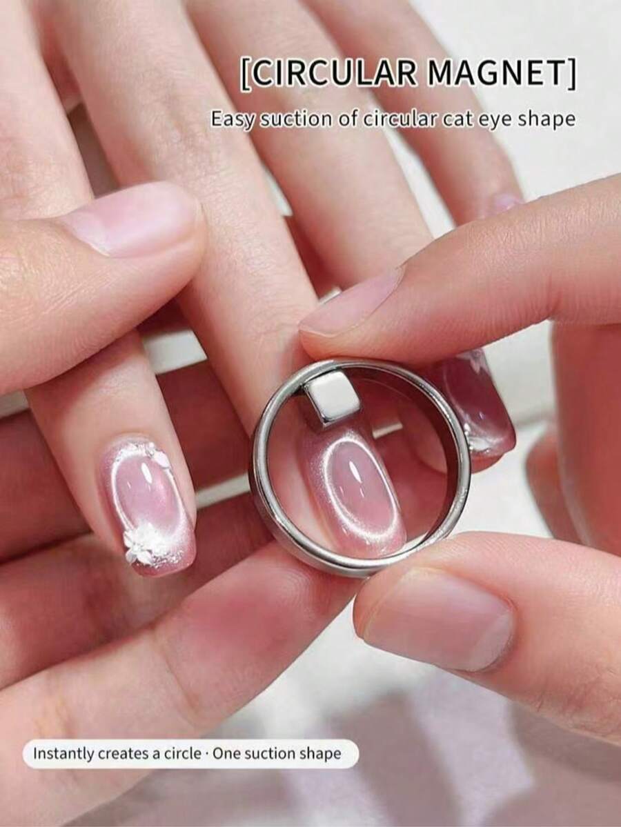 1pc/2pcs/3pcs Round Cat Eye Magnetic Nail Art Tool, Professional Round Magnet, Instantly Creates Round Effect, Strong Adhesion, Suitable For Gel Manicure - Multicolor - View 1