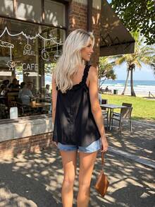 Áo tank top không tay dành cho nữ, thích hợp cho du lịch biển và các hoạt động ngoài trời, phong cách thường ngày, màu đen. - màu đen - Xem 4