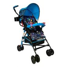 Zoo Design Umbrella Stroller With Toy Storage, Black Chassis, Blue Color - 藍色的 - 查看 1