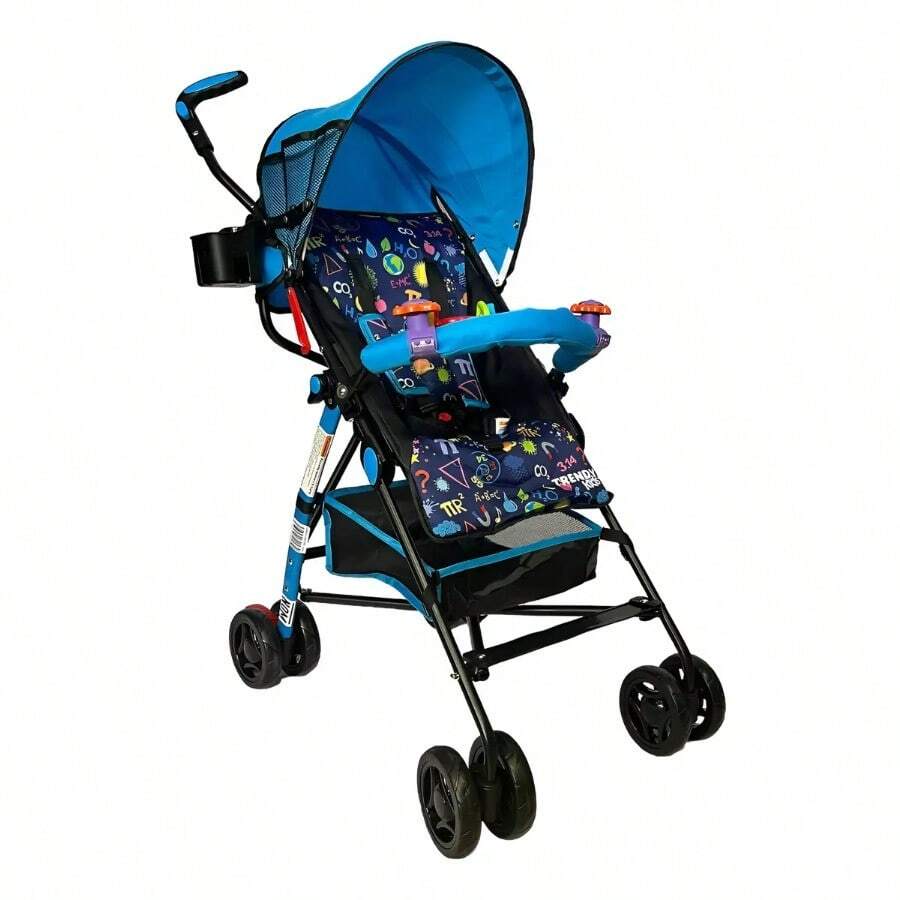 Zoo Design Umbrella Stroller With Toy Storage, Black Chassis, Blue Color - 藍色的 - 查看 1