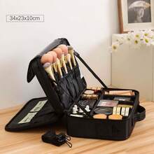 Large Capacity Professional Makeup Case, Can Be Hung On Suitcase, Multi-Functional Shoulder/Backpack Makeup Artist Cosmetic Storage Box, Beauty & Nail Supplies Container - Black - View 10