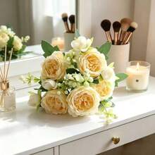 1/3 Bundle Artificial Peony Mixed Flower, Wedding Decor Bridal Bouquet Material, Classroom Decor, Home Vase Decor, Garden Outdoor Holiday Birthday Party Decoration - Beige - View 4