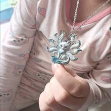 The Nine-Tailed Fox Pendant Necklace Features Exquisite Enamel Craftsmanship, Embodying Modern  And Traditional Chinese Style. It Is Adorable And Of High Aesthetic Quality, Making It An Excellent Gift For Best Friends, Family Members, Y2k Acsesories, Waterproof Jewelry - White - View 5