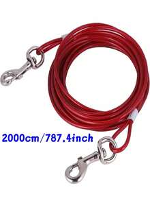 Cat Tie Out Cable, 10/20/30 Chew Proof Steel Wire Leash With 360° Swivel Clips, No Tangle Cat Tether For Yard, Camping, Outdoor Use, Also As Multi-Purpose Utility Rope For Small Pets - Red - View 4