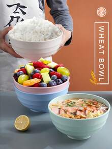 24盎司防碎塑料碗套装 - 适用于盛汤、米饭、麦片 - 可微波炉加热和洗碗机清洗 - 轻便餐具 - 防溢漏设计，是居家、户外露营和送礼的理想之选（4种颜色可选） - 彩色 - 查看 9