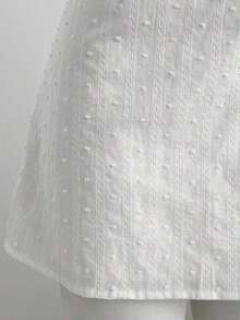 Vestido casual mini ajustado de cuello cuadrado de unicolor para mujer - Blanco - Ver 5