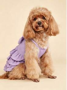 1pc Dog/Cat Dress, Lightweight Spring/Summer Candy Layered Puffy Cake Skirt For Small Pets Like Poodle - Mauve Purple - View 7