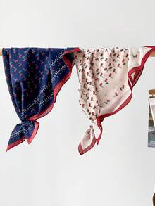 1 chiếc khăn cotton in hình quả anh đào dễ thương, khăn vuông mềm mại nhẹ 70cm, đa năng dùng để quấn đầu và buộc tóc. - Nhiều màu - Xem 5
