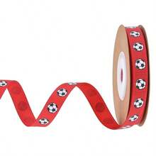 1pc 1cm Wide, 914cm Long Football Printed Thick Ribbon, For Gift Wrapping, Making Hair Accessories And Bows For Women - Football - View 9