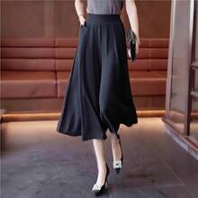 Pantalones de Pierna Ancha de Seda Fría de Secado Rápido para Mujer, Nuevo Estilo de Verano, con Caída, Efecto Adelgazante, T... - Caqui - Ver 2