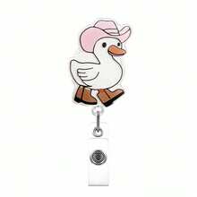 1pc Retractable ID Badge Holder With Goose Emblem And Rotating Alligator Clip, Suitable For Nurses, Office Staff, Managers, Students - Multicolor - View 8