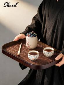 shoxil 1pc Walnut Wood Square Tray, Tea Tray, Tea Set Tray, Storage Tray, Suitable For Home, Party, Tea Room - Tray - View 9