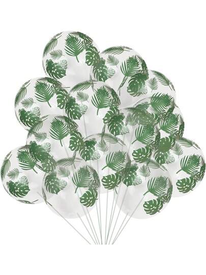 Bộ 25/50 quả bóng bay hình lá nhiệt đới, bóng bay cao su trong suốt 12 inch in hình lá Monstera xanh và lá cọ, thích hợp trang trí tiệc mừng em bé, tiệc Hawaii, sinh nhật chủ đề rừng rậm, tiệc bãi biển mùa hè.