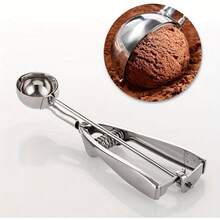 3pc, Unisex, Silver, Heavy Duty Commercial Grade Medium Scoop / Professional Ice Cream & Cookie Dough Scoop, High-Quality 304 Stainless Steel Material, Medium Size Capacity (Approx. 1. 5-2 Inch / 4-5 Cm Diameter, 1. 5-2 Oz / 45-60ml), Easy-Release Spring-Loaded Trigger & Sweep Blade, Polished Round Bowl For Smooth Food Release, Non-Stick & Easy To Clean (Dishwasher ), Ergonomic Non-Slip Handle, Durable & Rust-Proof, Professional & Heavy-Duty Kitchen Tool Style, Stainless Steel Food Scoop / Portion Scoop, For Ice Cream, Cookie Dough, Fruit Balls, Mashed Potatoes, Melon Balls, Muffin Batter, Rice, Home & Restaurant Kitchen, Commercial Use, As Gift For Bakers, Chefs, Home Cooks, Ice Cream Lovers, Meal Preppers - 1.96" - View 7
