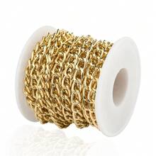 16英尺（约5米）铝制扭链卷，粗链，镀金金属工艺链轴+卷盘，用于制作项链、手链等DIY工艺首饰 - 金色 - 查看 7