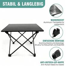 Portable Folding Camping Side Table, Multifunctional Aluminum Picnic Trestle Table With Carrying Bag, Anti-Slip Rubber Feet For Outdoor Cooking BBQ Beach Hiking Fishing Boating - Black - View 5