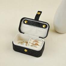 1pc White Jewelry Box, Portable Travel Organizer, Mini Storage Case With Snap Button, For Rings, Earrings & Necklaces - 閃光黑;9.5cm*5cm*5cm - 查看 3