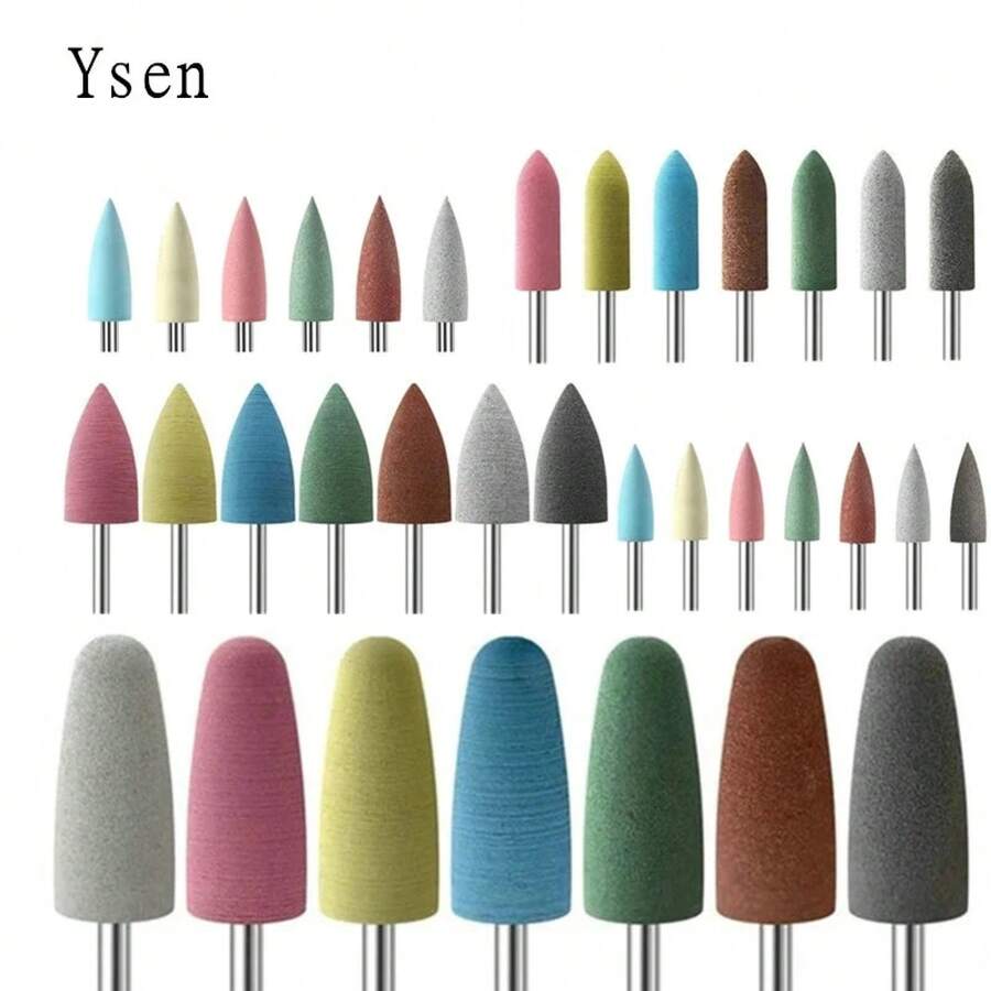1 Uds cabeza Cuspidal 7 colores caucho y carburo de silicio pulidor de uñas máquina de manicura eléctrica accesorios de taladro de uñas herramientas broca de uñas - GXJ-146-4 - Ver 1